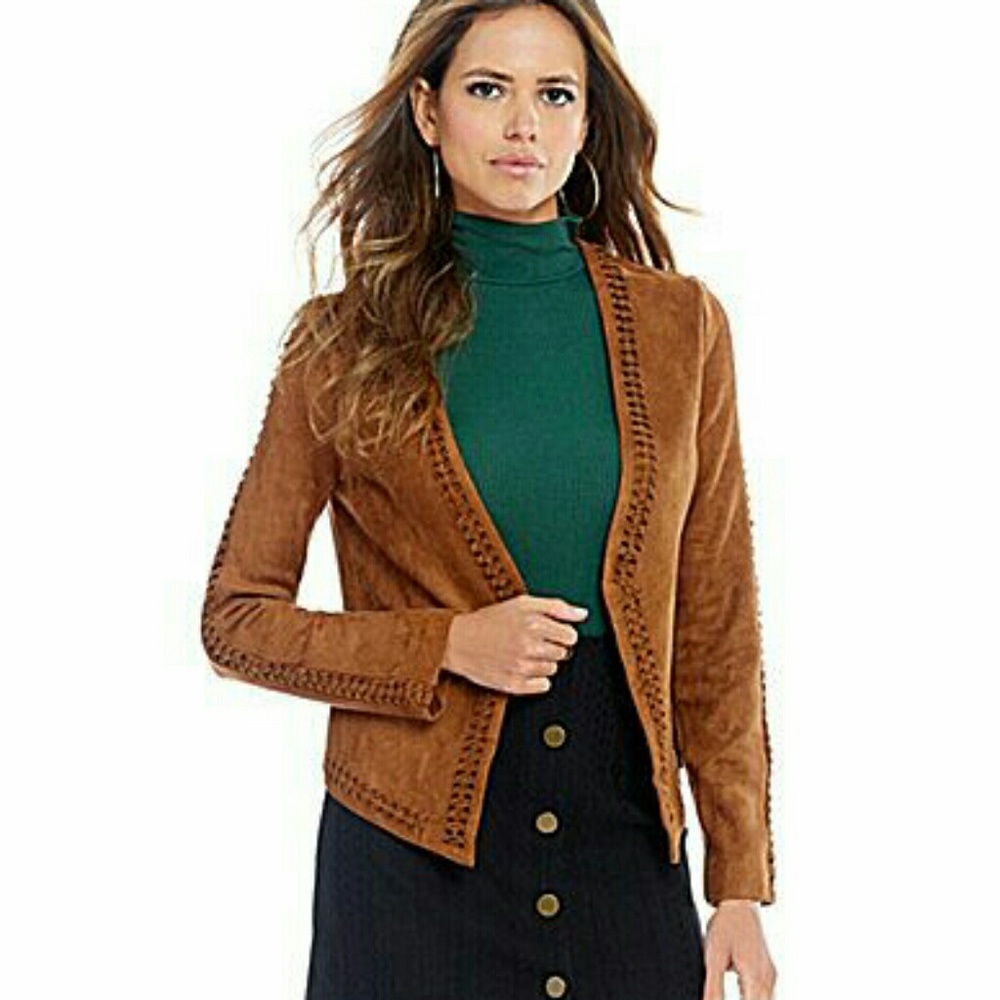 Faux Suede Open Jacket